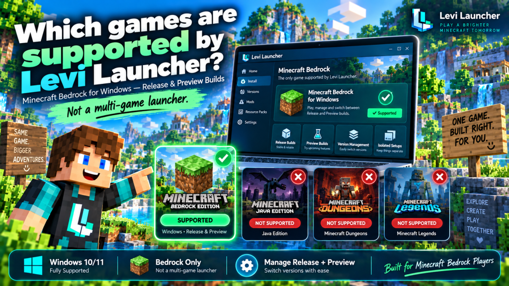 Which games are supported by Levi Launcher?